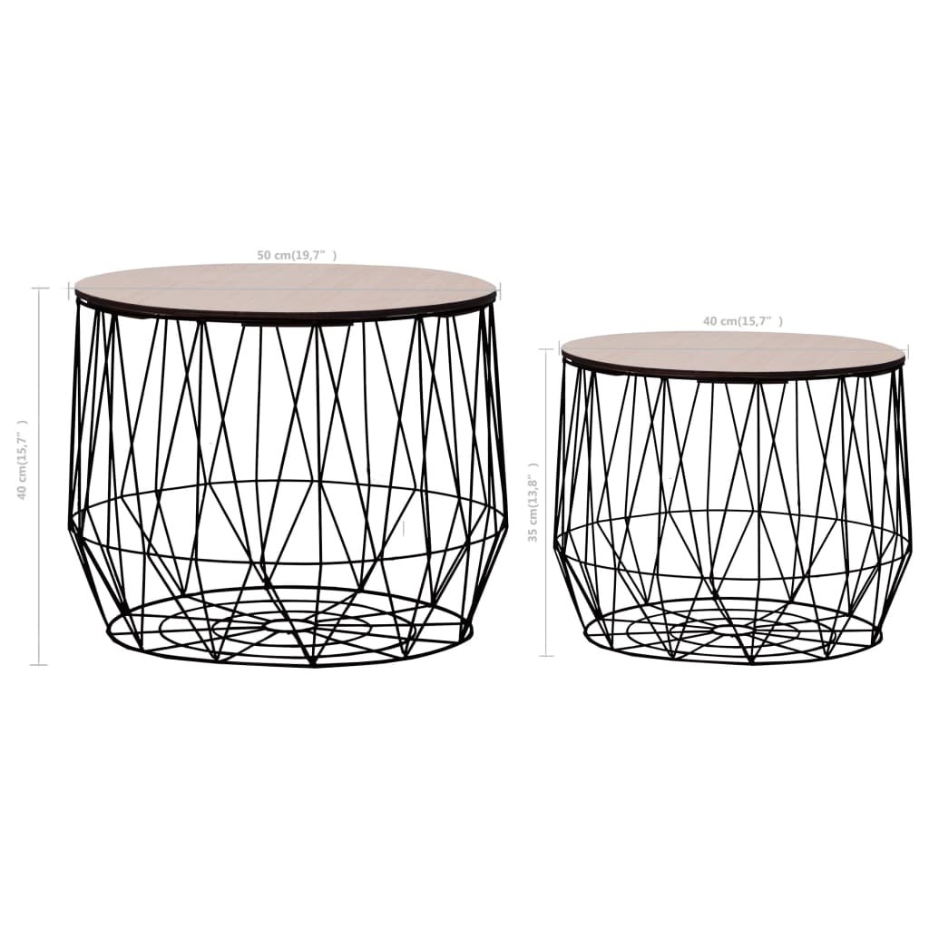 Coffee Table 2 pcs Black