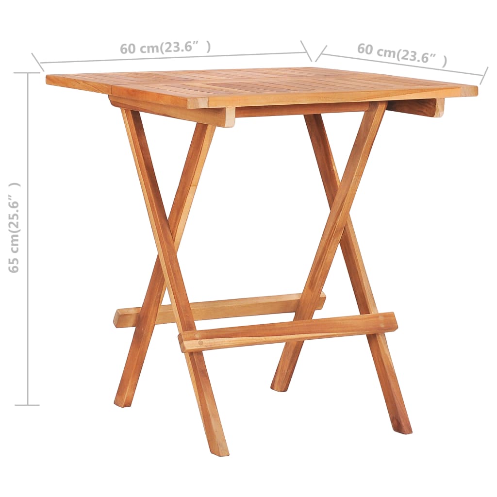 Bistro Table Natural Teak Solid teak wood 23.6x23.6x25.6 in