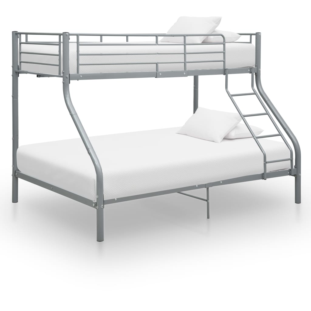 Bunk Bed | Grey | Powder-Coated Steel | Twin and Full |  Durable
