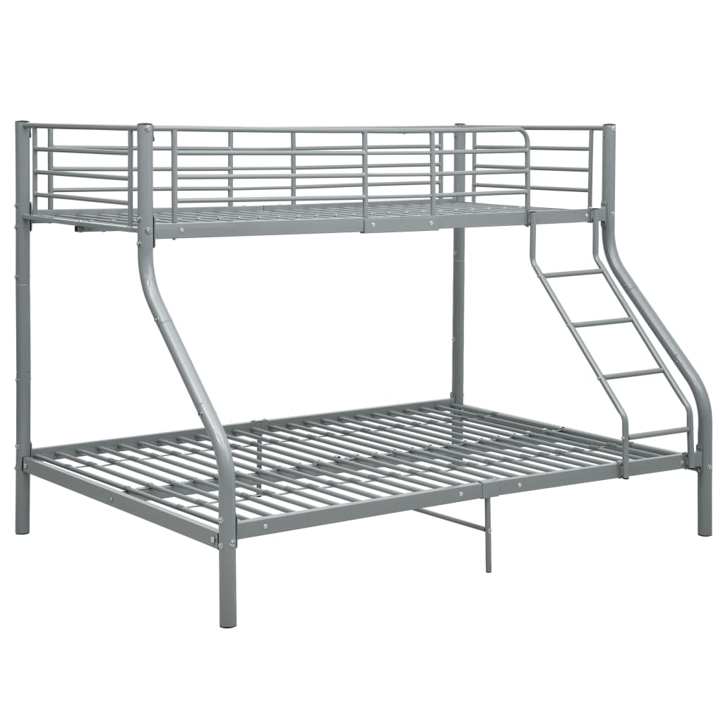 Bunk Bed | Grey | Powder-Coated Steel | Twin and Full |  Durable