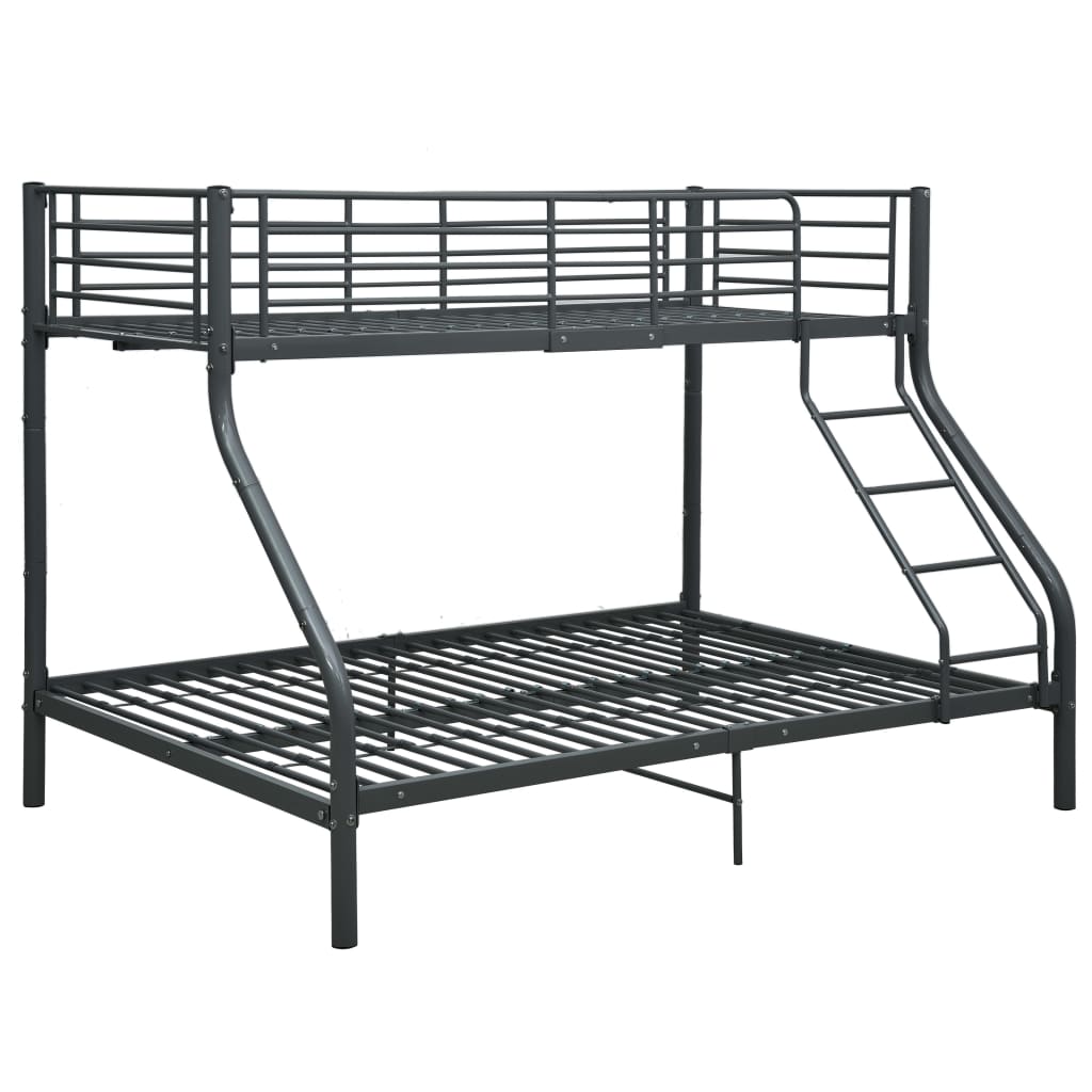 Bunk Bed | Black | Metal | 140x200 cm/90x200 cm | Bunk Bed | Rectangular