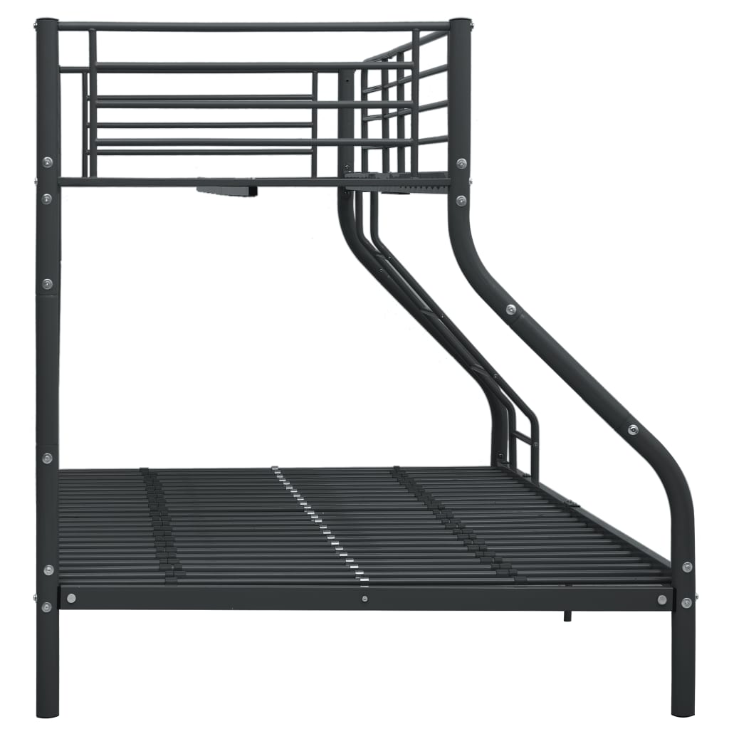 Bunk Bed | Black | Metal | 140x200 cm/90x200 cm | Bunk Bed | Rectangular