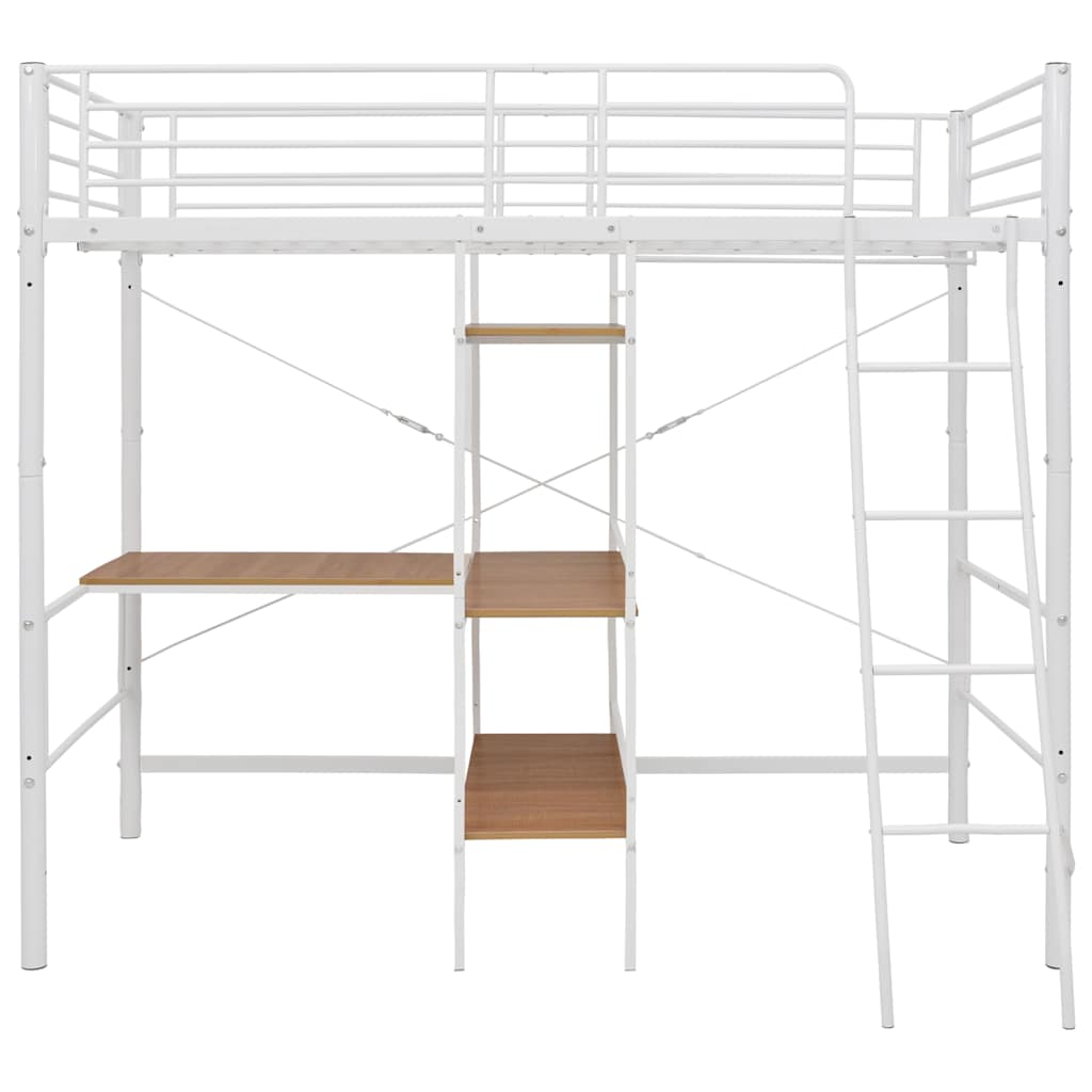 Bunk Bed | White and Brown | Powder-Coated Metal | Twin | Durable