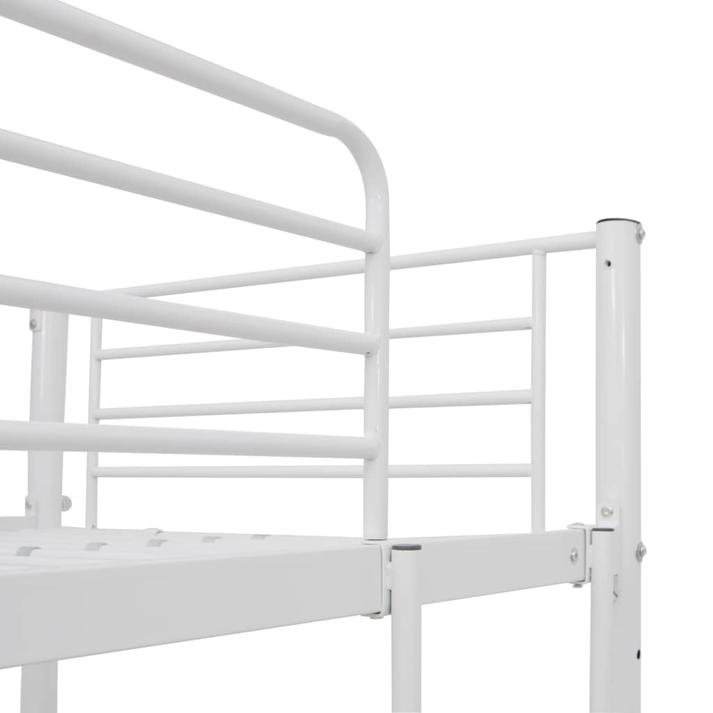 Bunk Bed | White and Brown | Powder-Coated Metal | Twin | Durable