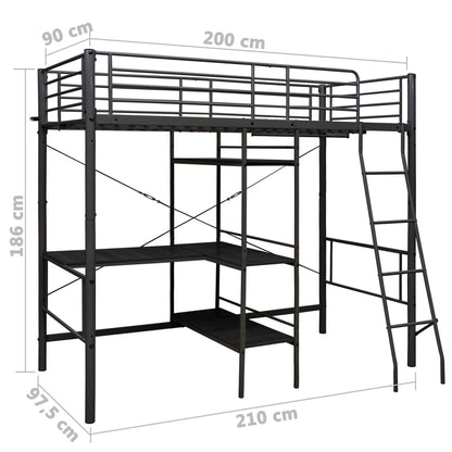 Bunk Bed | Black | Metal | Twin | Bunk Bed | Rectangular | Contemporary