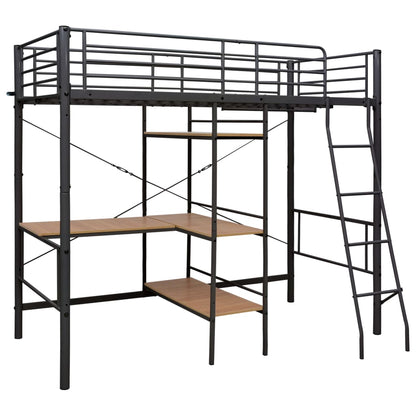 Bunk Bed | Grey and brown | Metal | Twin | Height-Adjustable | Bunk Bed