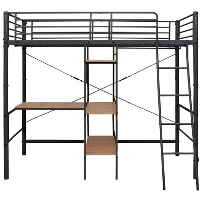 Bunk Bed | Grey and brown | Metal | Twin | Height-Adjustable | Bunk Bed