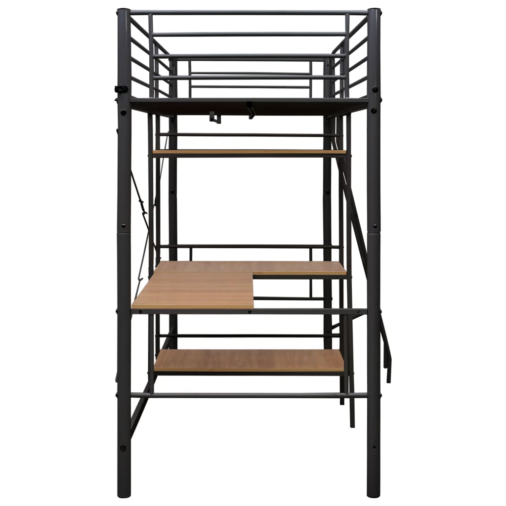 Bunk Bed | Grey and brown | Metal | Twin | Height-Adjustable | Bunk Bed