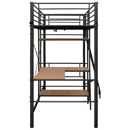 Bunk Bed | Grey and brown | Metal | Twin | Height-Adjustable | Bunk Bed