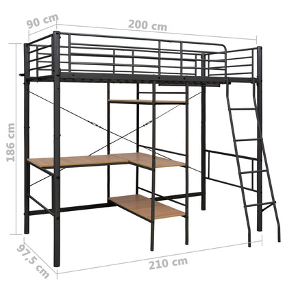 Bunk Bed | Grey and brown | Metal | Twin | Height-Adjustable | Bunk Bed