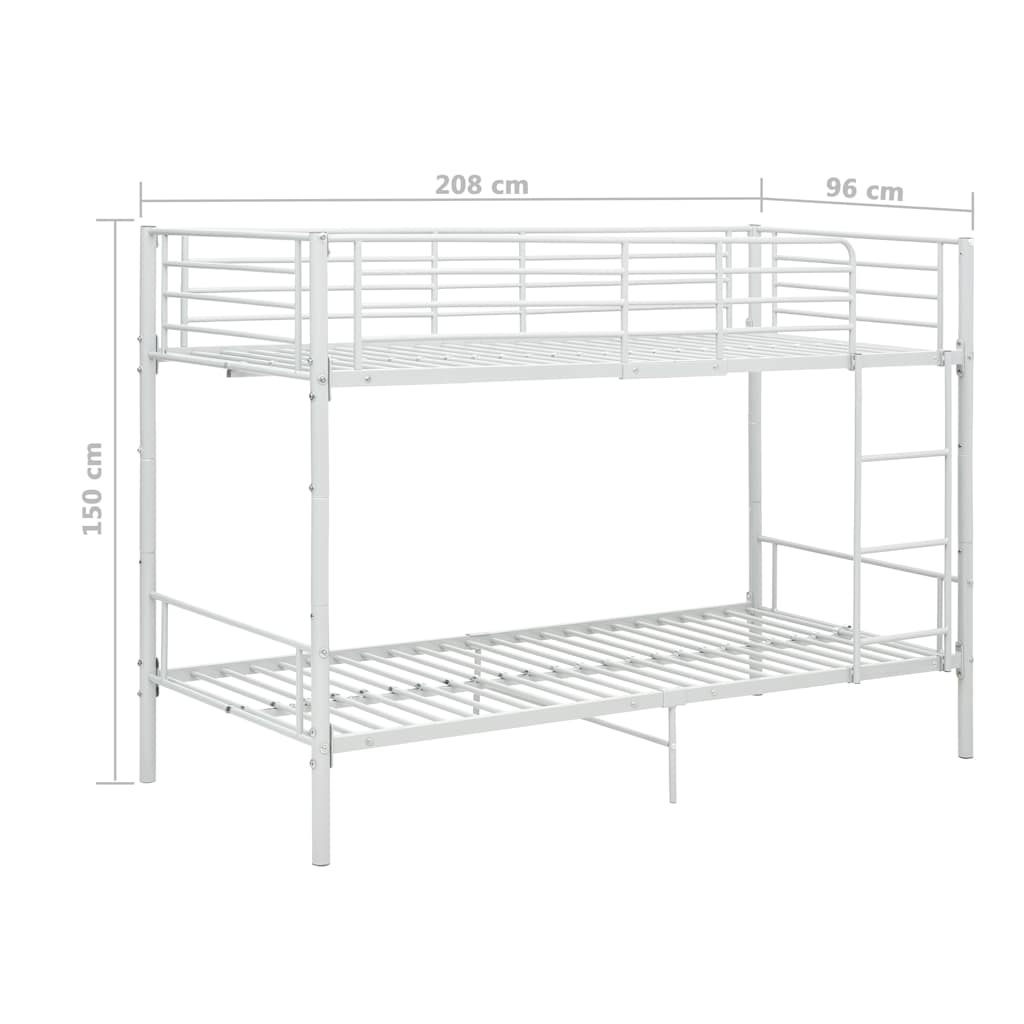 Bunk Bed | White | Metal | Twin |  Sturdy  | Bunk Bed | Rectangular
