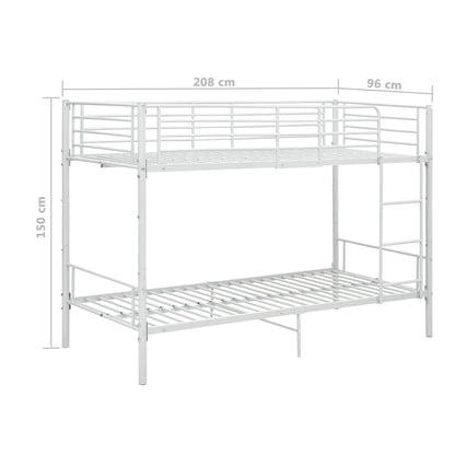 Bunk Bed | White | Metal | Twin |  Sturdy  | Bunk Bed | Rectangular