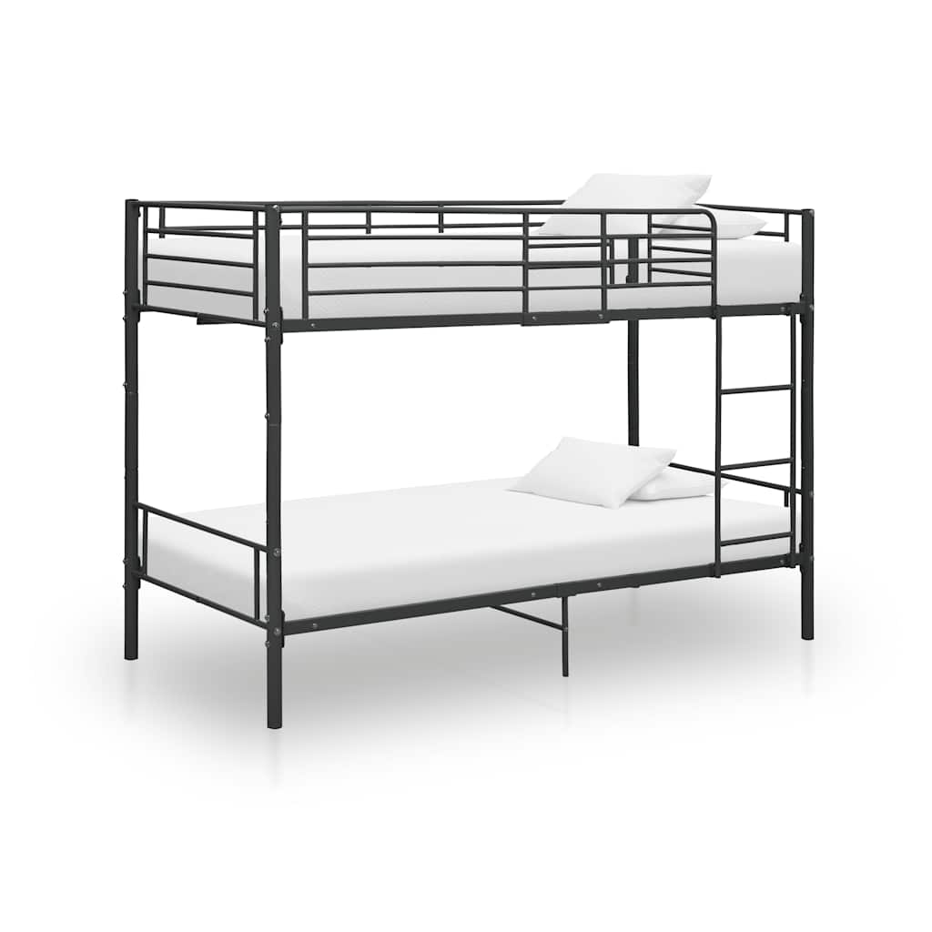 Bunk Bed | Black | Powder-coated metal | 90x200cm mattress size | Durable