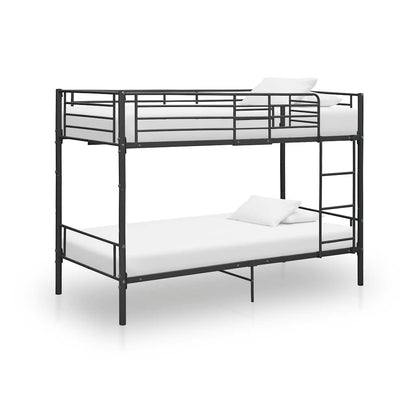 Bunk Bed | Black | Powder-coated metal | 90x200cm mattress size | Durable