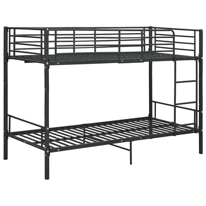 Bunk Bed | Black | Powder-coated metal | 90x200cm mattress size | Durable