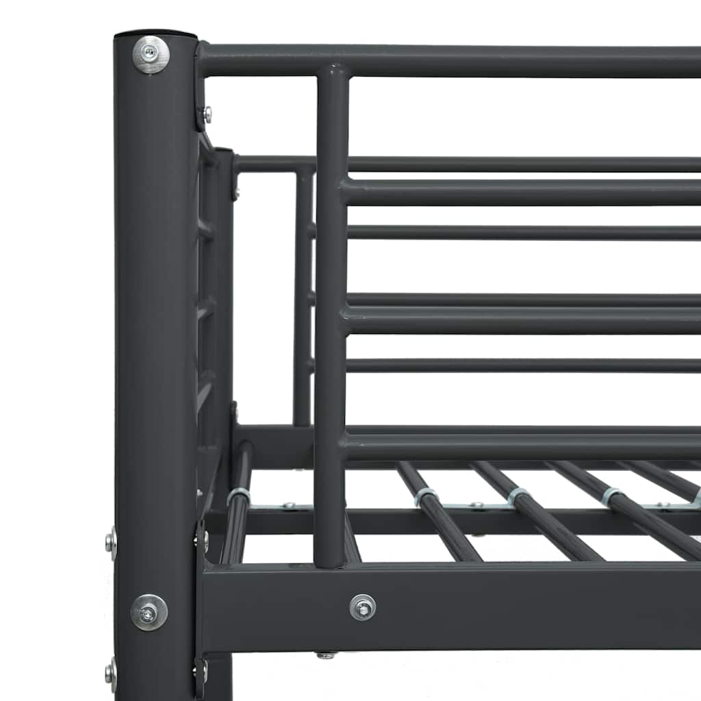 Bunk Bed | Black | Powder-coated metal | 90x200cm mattress size | Durable