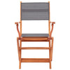 Folding Garden Chairs 2 pcs Grey Solid Eucalyptus Wood and Textilene