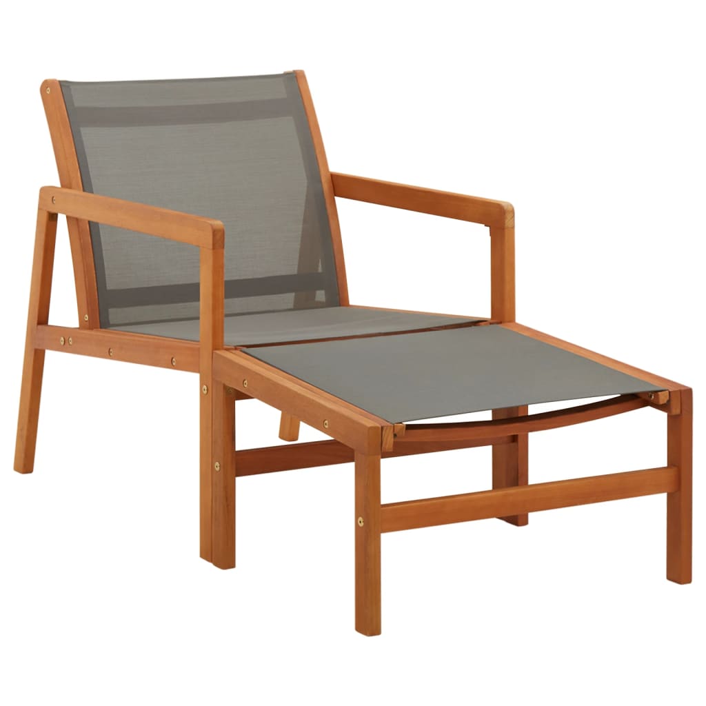 Garden Chair | Grey | Solid eucalyptus wood and textilene | Medium