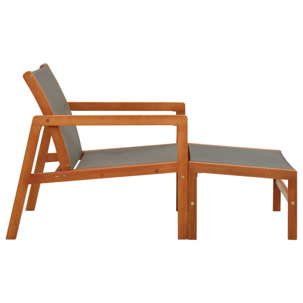Garden Chair | Grey | Solid eucalyptus wood and textilene | Medium