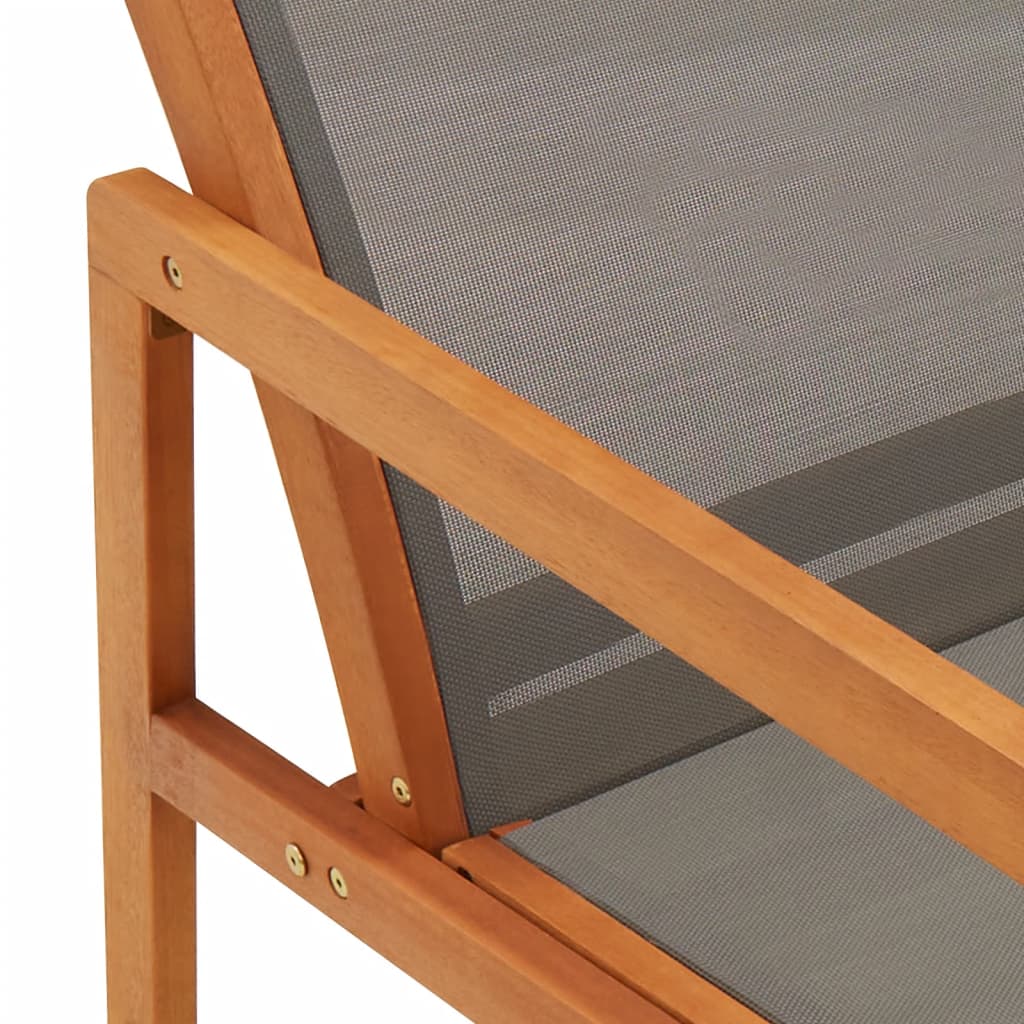 Garden Chair | Grey | Solid eucalyptus wood and textilene | Medium