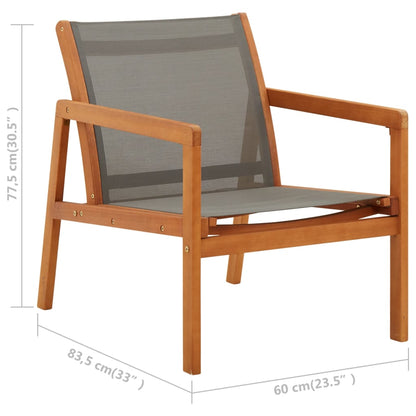 Garden Chair | Grey | Solid eucalyptus wood and textilene | Medium