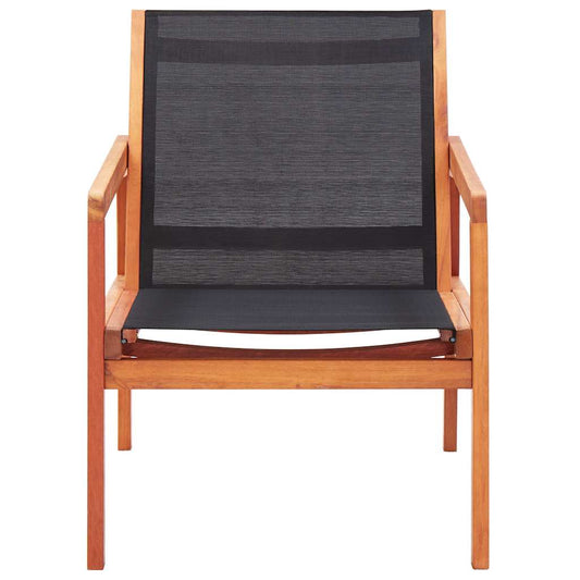 Garden Lounge Chair Black Solid Eucalyptus Wood and Textilene