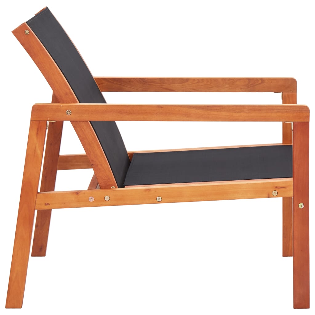 Garden Chair | Black | Solid eucalyptus wood and Textilene | Garden Chair