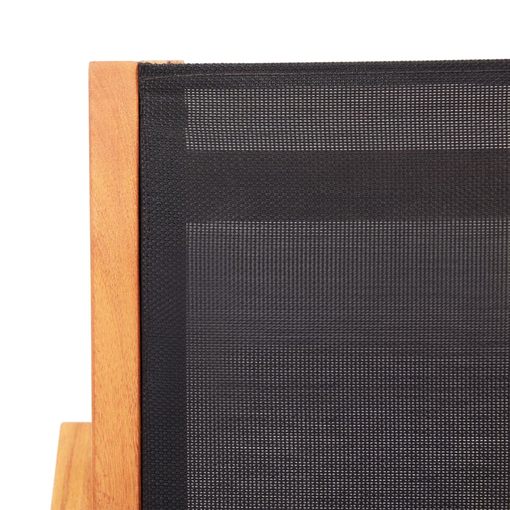 Garden Chair | Black | Solid eucalyptus wood and Textilene | Garden Chair