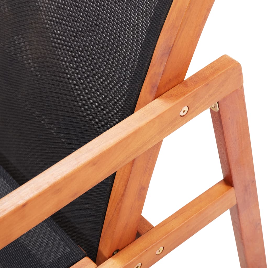 Garden Chair | Black | Solid eucalyptus wood and Textilene | Garden Chair