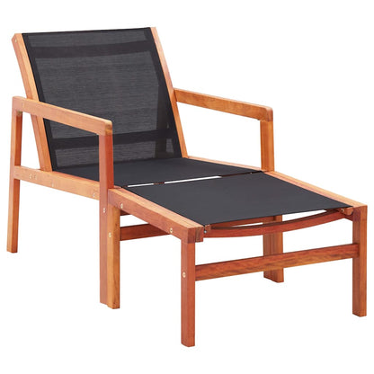Garden Chair | Natural wood colour, Black | Solid eucalyptus wood