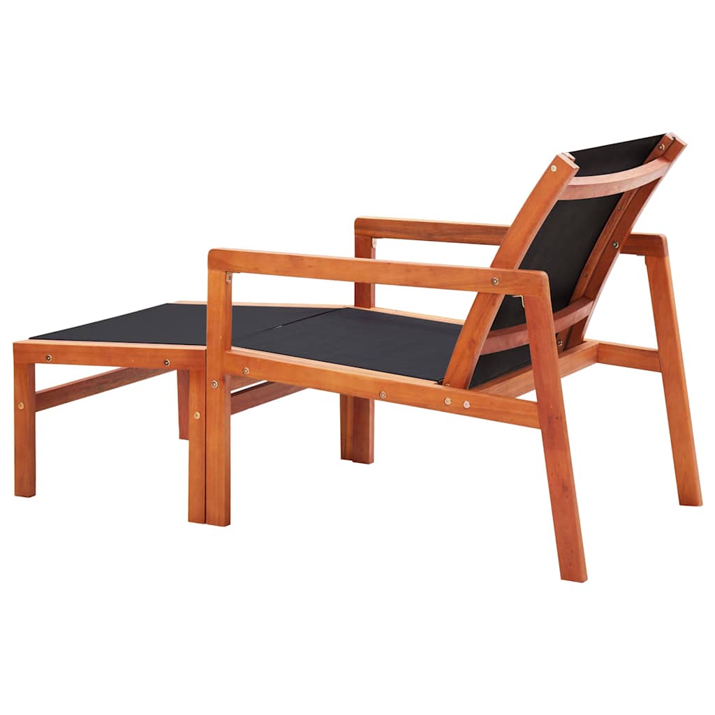 Garden Chair | Natural wood colour, Black | Solid eucalyptus wood
