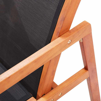 Garden Chair | Natural wood colour, Black | Solid eucalyptus wood