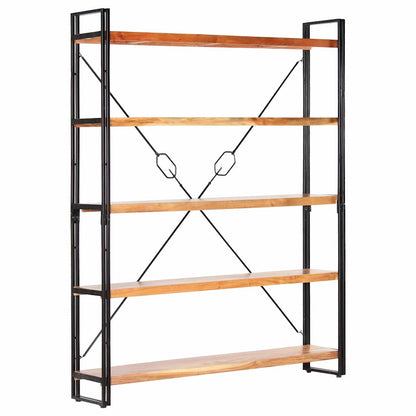 5-Tier Bookcase 140x30x180 cm Solid Acacia Wood