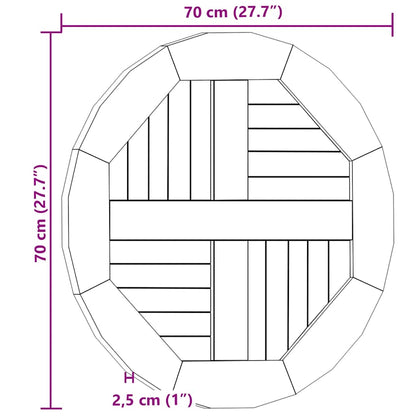 Table Top Solid Teak Wood Round 1" 27.6