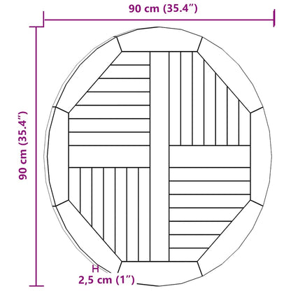 Tabletop Natural Teak Solid teak wood 35.4 in diameter Durable