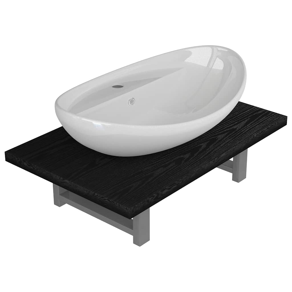 Bathroom Furniture Set | Black and White | Engineered wood, Ceramic