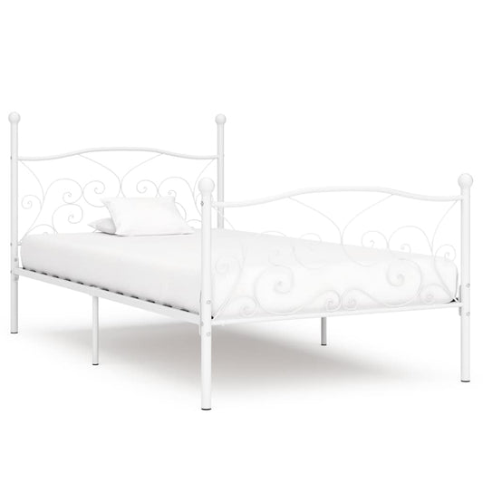 Bed Frame without Mattress with Slatted Base White Metal 100x200 cm