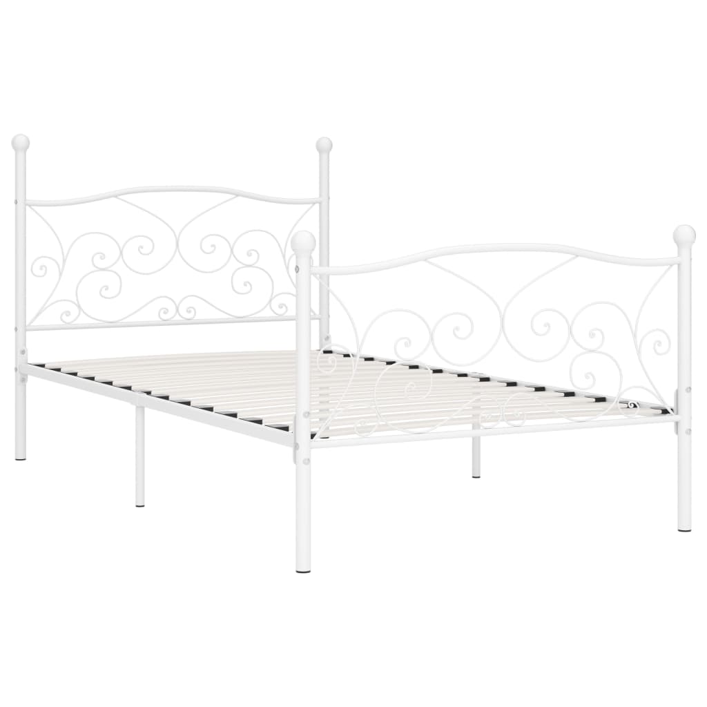 Bed Frame | White | Metal, Plywood | Single | Durable | Bed Frame