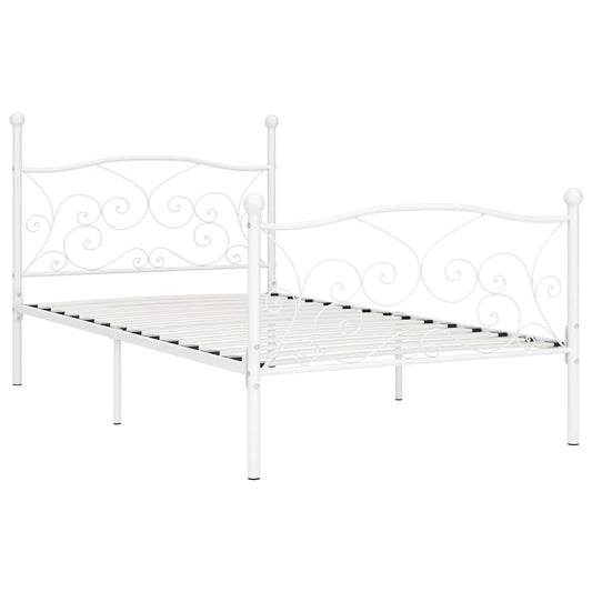 Bed Frame without Mattress with Slatted Base White Metal 100x200 cm