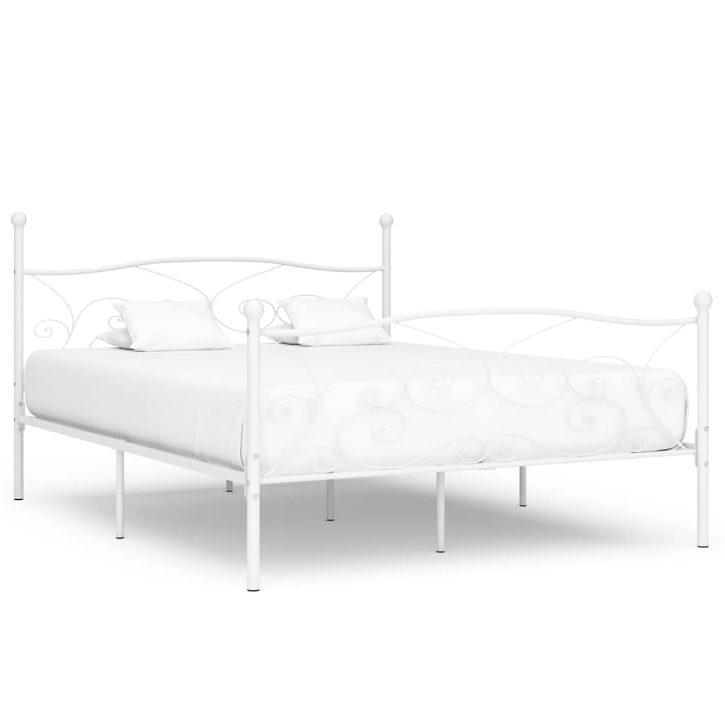 Bed Frame | White | Metal, Plywood | Super King |  Durable  | Bed Frame