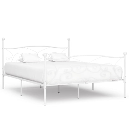 Bed Frame | White | Metal and plywood | Double | Durable | Bed Frame
