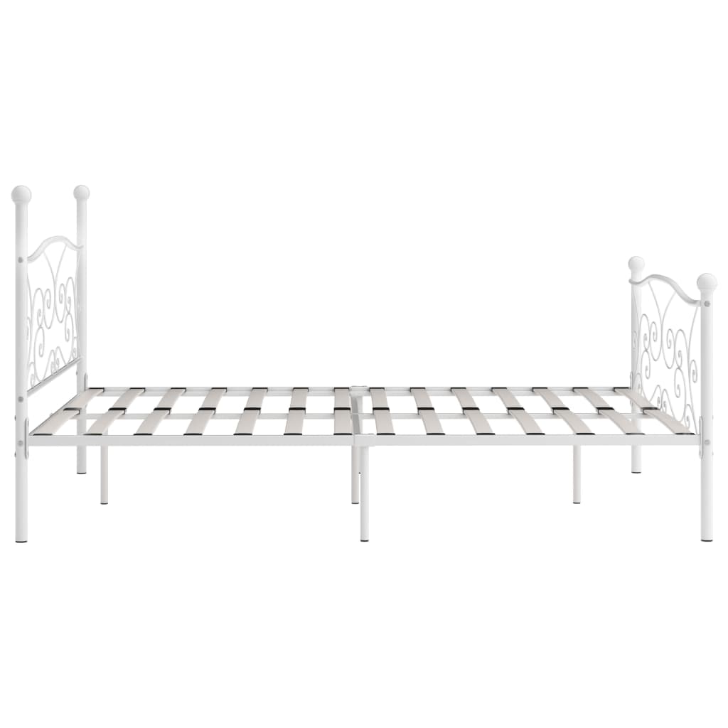 Bed Frame | White | Metal and plywood | Double | Durable | Bed Frame