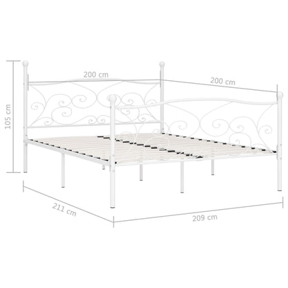 Bed Frame | White | Metal and plywood | Double | Durable | Bed Frame
