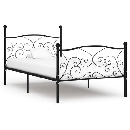 Bed Frame without Mattress with Slatted Base Black Metal 90x200 cm