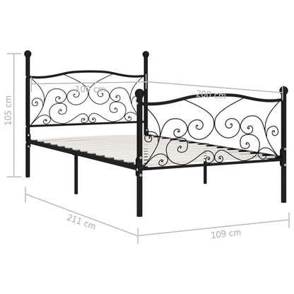 Bed Frame | Black | Metal, Plywood | 100x200 cm | Classic/Traditional