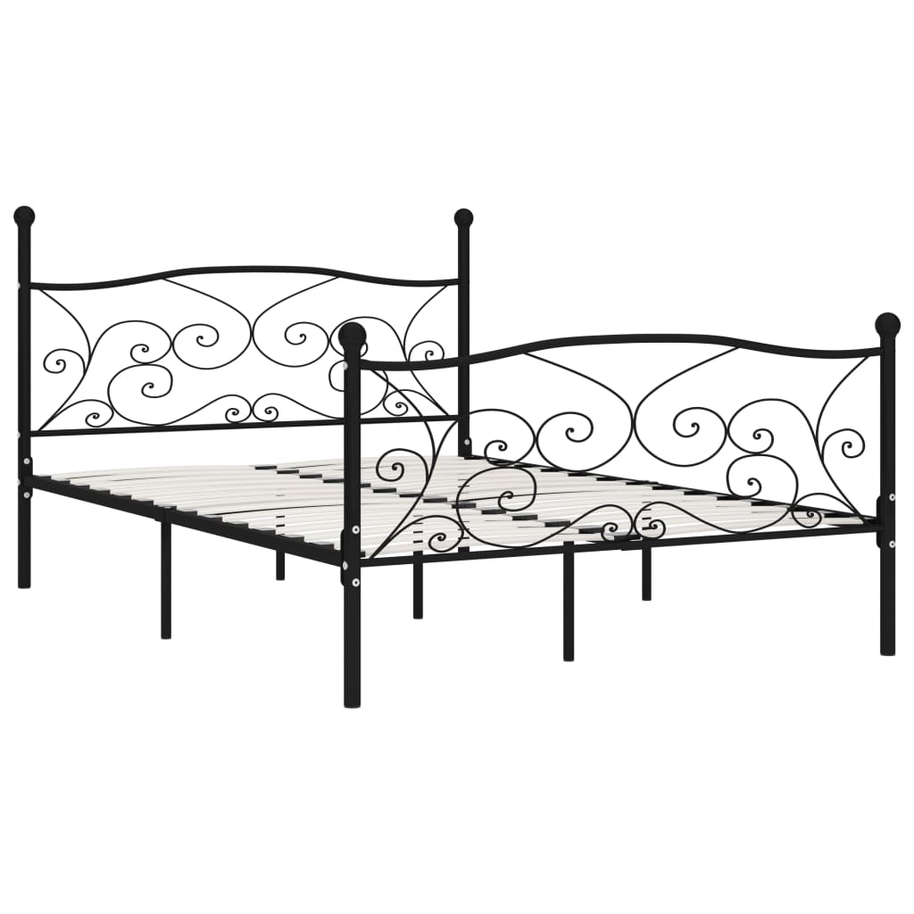 Bed Frame | Black | Metal, Plywood | Double | Modern | Bed Frame
