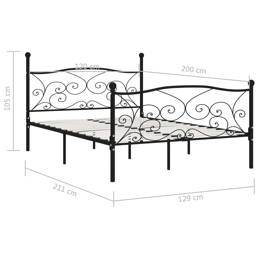Bed Frame | Black | Metal, Plywood | Double | Modern | Bed Frame