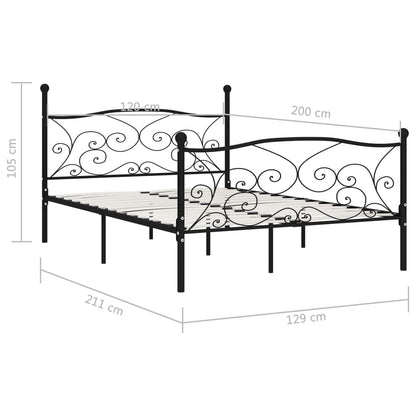 Bed Frame | Black | Metal, Plywood | Double | Modern | Bed Frame