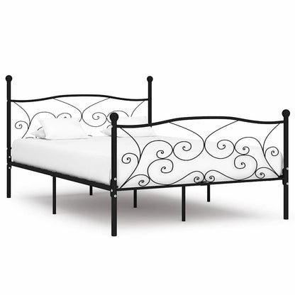Bed Frame | Black | Metal, Plywood | Double | Classic/Traditional