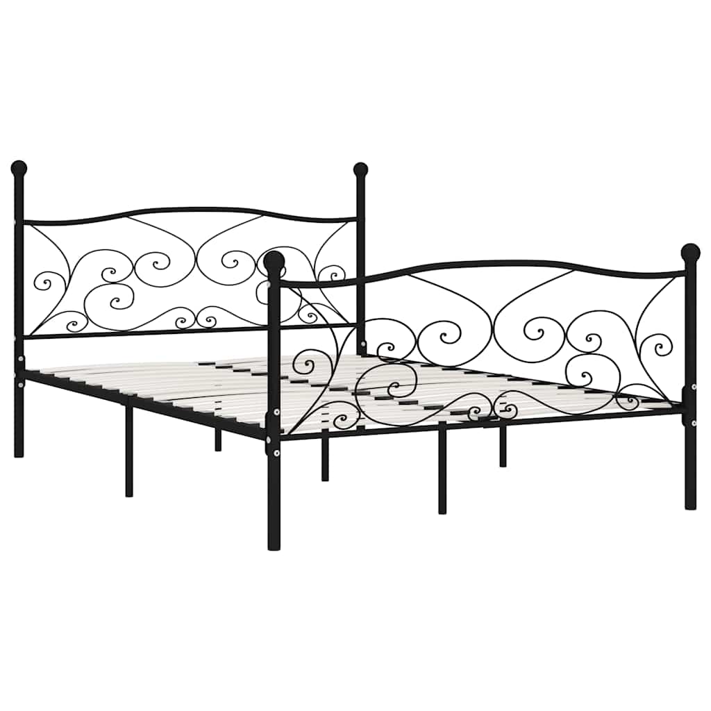 Bed Frame | Black | Metal, Plywood | Double | Classic/Traditional